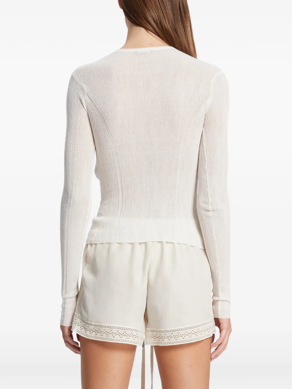 Ann Demeulemeester Miep ribgebreide trui Beige