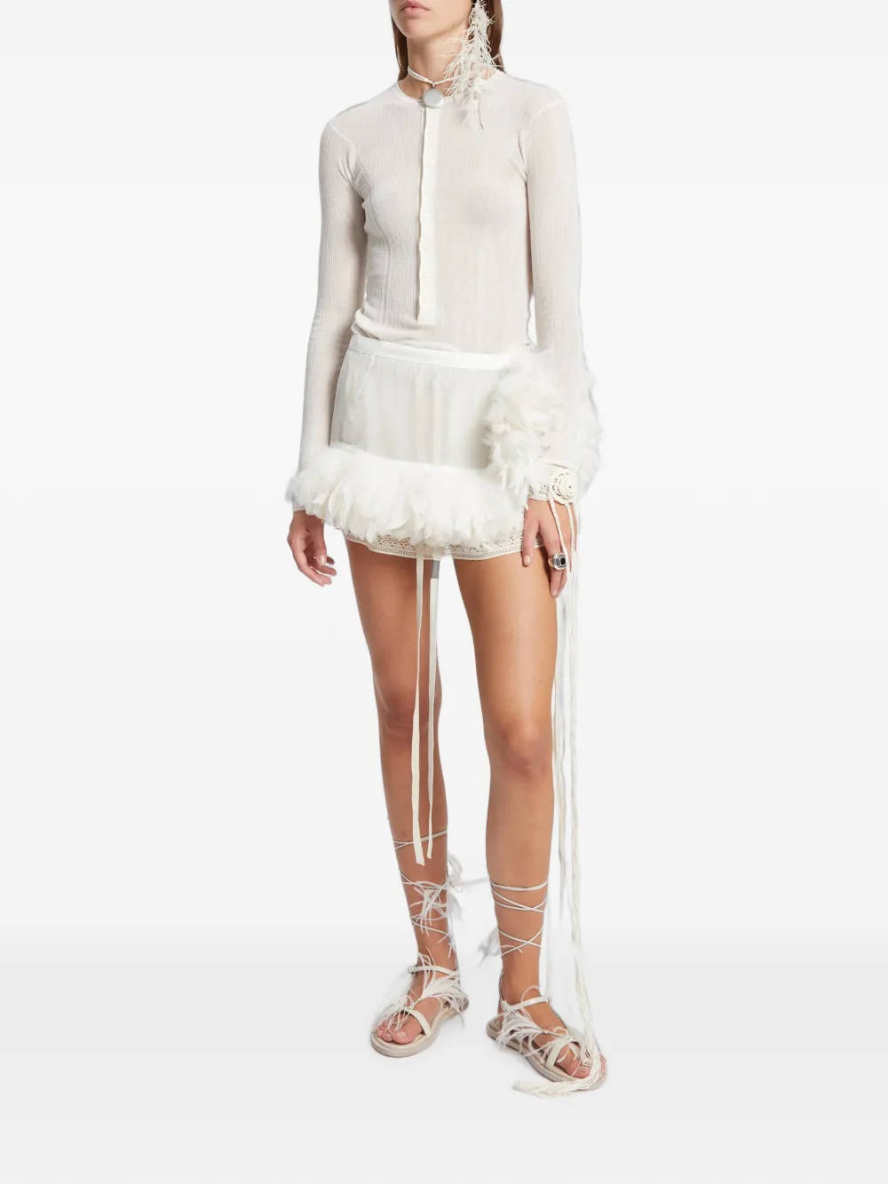 Ann Demeulemeester Miep ribgebreide trui Beige