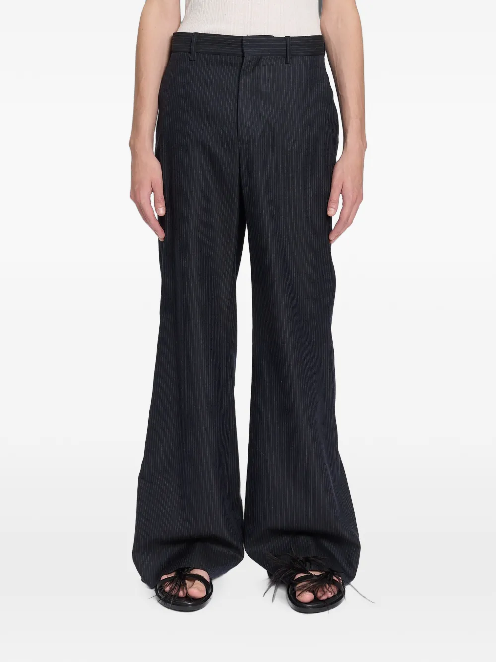 Ann Demeulemeester Darius pinstripe cotton trousers - Nero