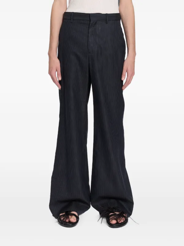 Ann Demeulemeester Darius Pinstripe Cotton Trousers in Black