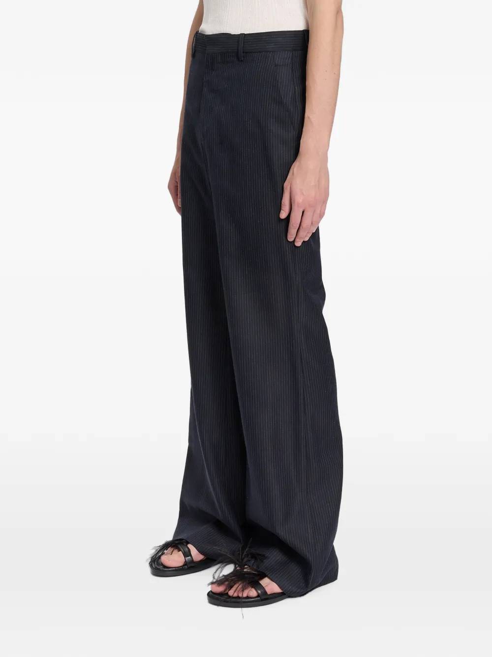 Ann Demeulemeester Darius katoenen broek met krijtstreep Zwart