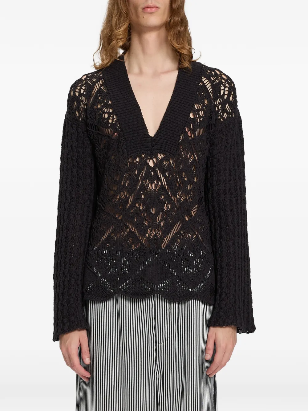 Ann Demeulemeester chunky open-knit sweater - Nero