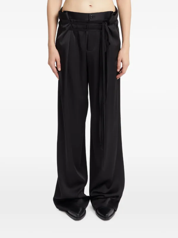 Ann Demeulemeester Cady Satin Tie-fastening Trousers in Black
