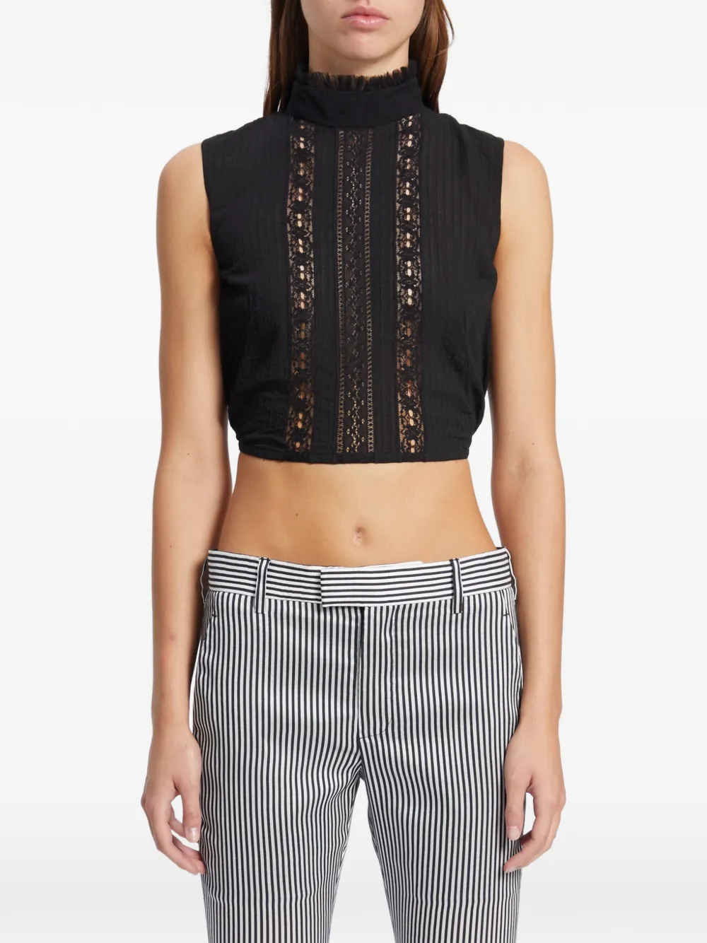 Ann Demeulemeester light cotton dobby strip - Nero