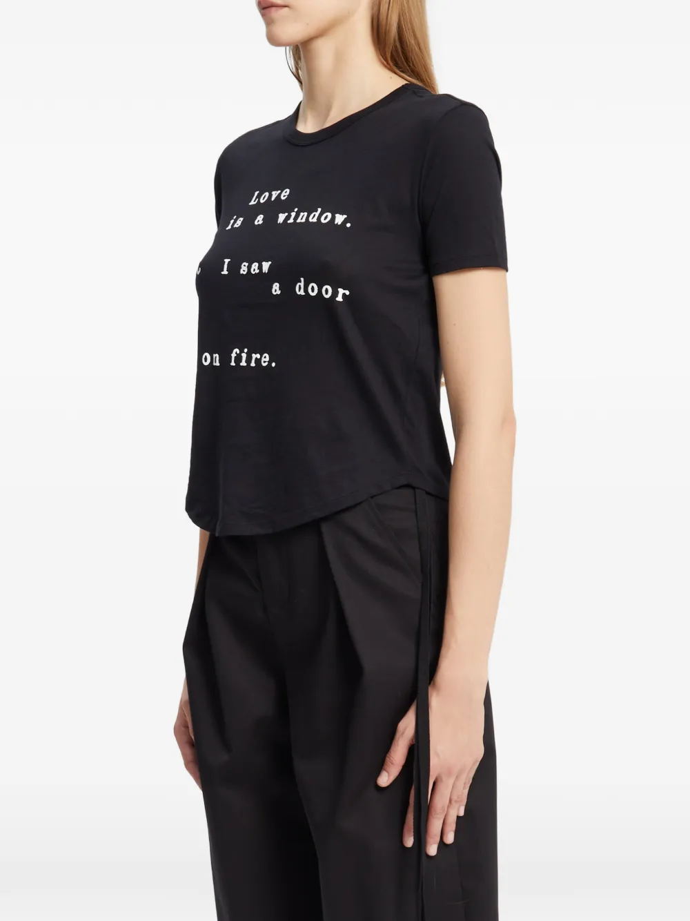 Ann Demeulemeester Floor jersey T-shirt met tekst-print Zwart