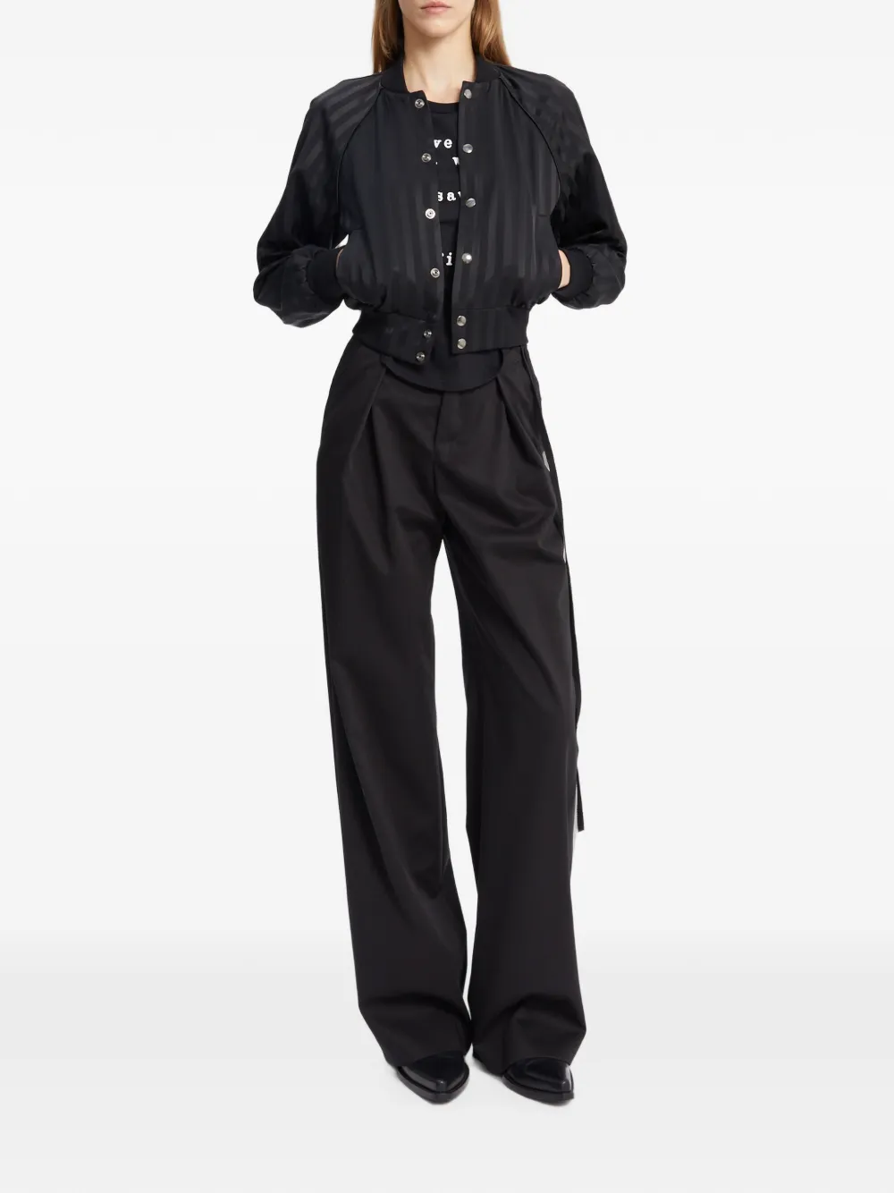 Ann Demeulemeester Floor jersey T-shirt met tekst-print Zwart