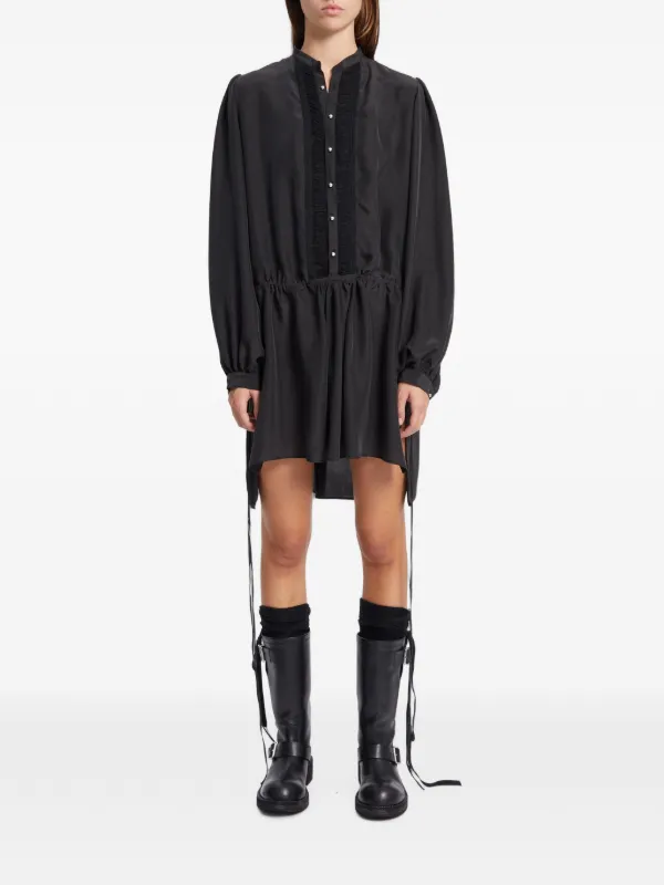 Ann Demeulemeester Noek Ruffled Silk Mini Dress in Black