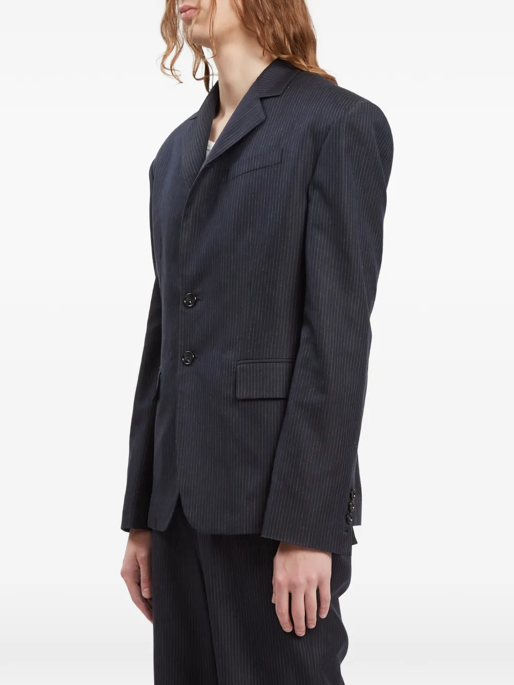 Ann Demeulemeester Derek katoenen-jack met krijtstreep Blauw