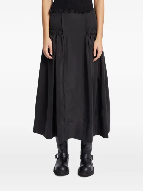 Ann Demeulemeester falda midi de seda con volantes
