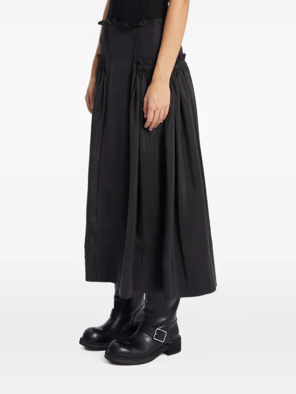 ANN DEMEULEMEESTER シルクスカート 38 Ann Demeulemeester Ruffled Silk Midi Skirt | Black | FARFETCH