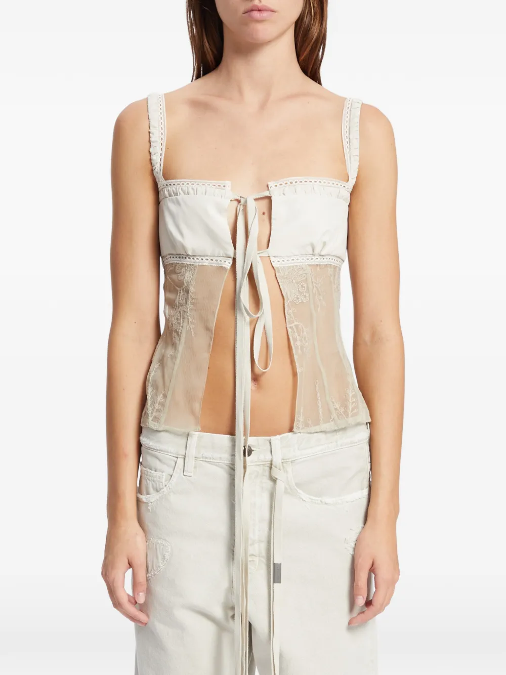 Ann Demeulemeester Canotta con ricamo - Toni neutri