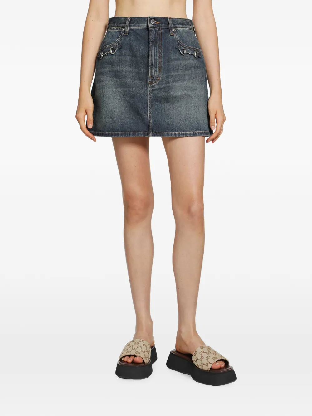 Gucci Jeansrock mit Horsebit - Blau