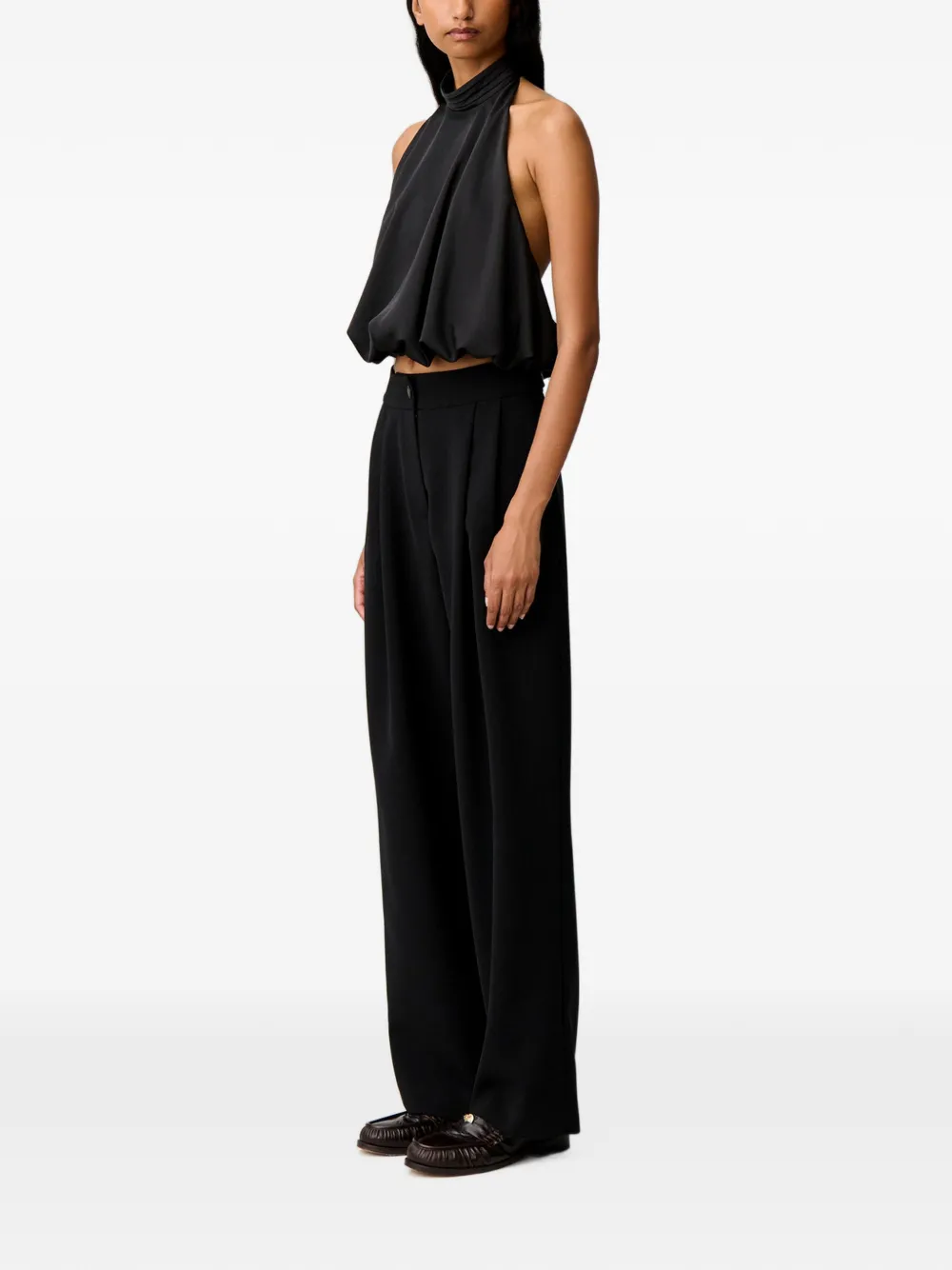 Claudie Pierlot Top met halternek en bubbelzoom Zwart