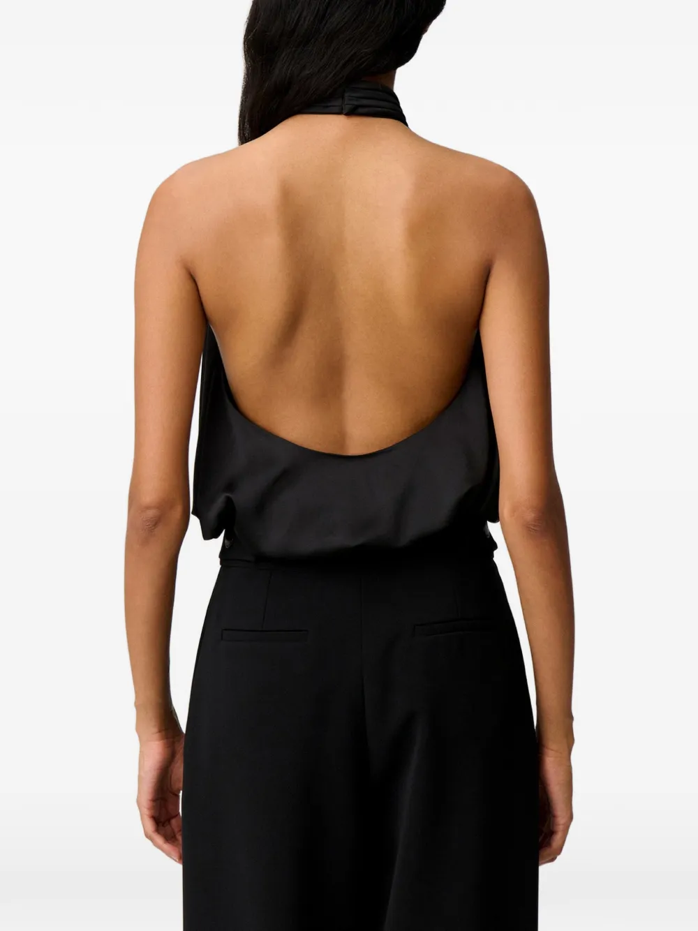 Claudie Pierlot Top met halternek en bubbelzoom Zwart