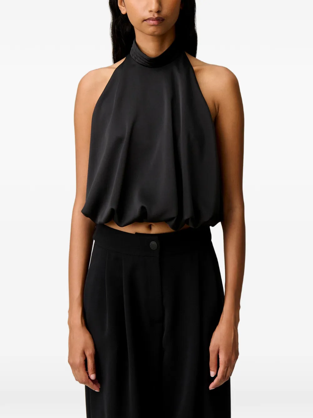 Claudie Pierlot Top met halternek en bubbelzoom Zwart
