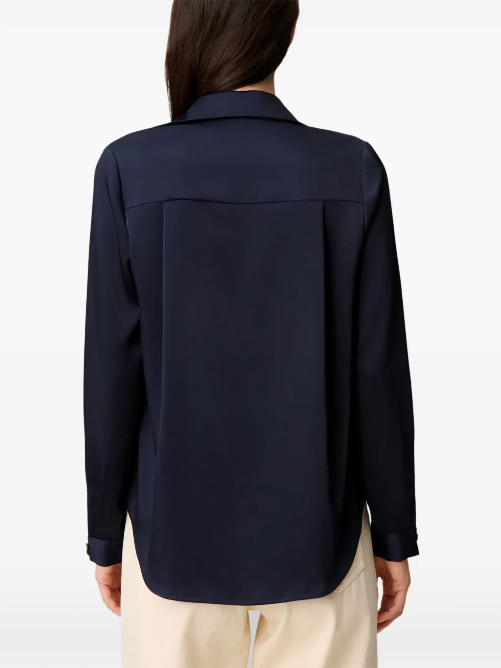 Claudie Pierlot Blouse met satijnen afwerking en lange mouwen Blauw