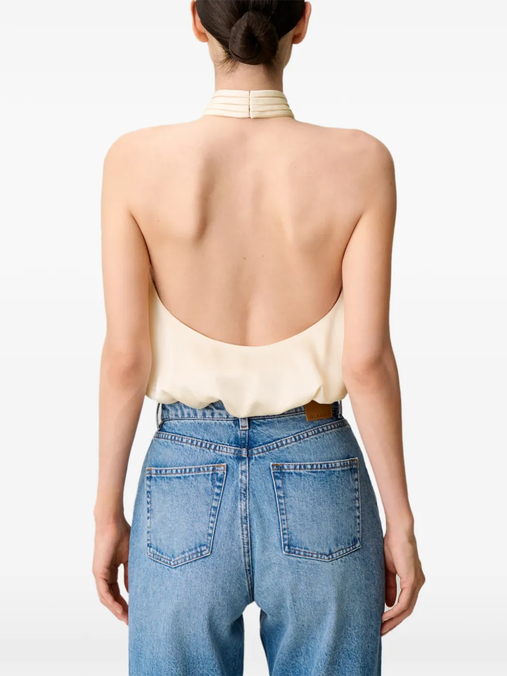 Claudie Pierlot Top met halternek en bubbelzoom Beige