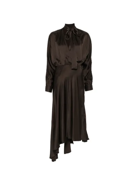 Maje tie-neck asymmetric midi dress
