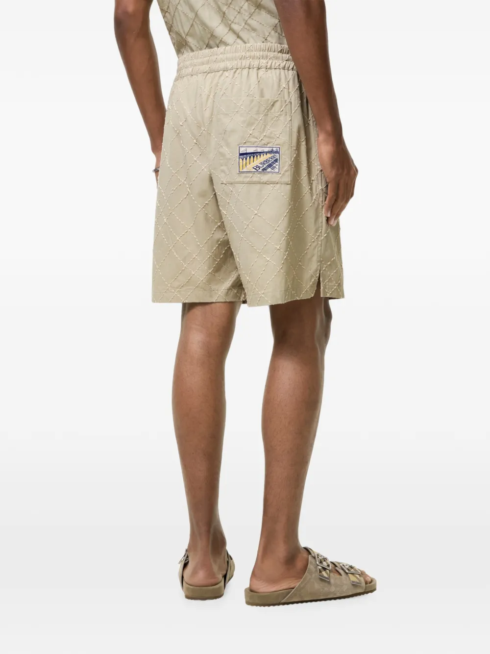 Burberry Geruite katoenen shorts met borduurwerk Beige