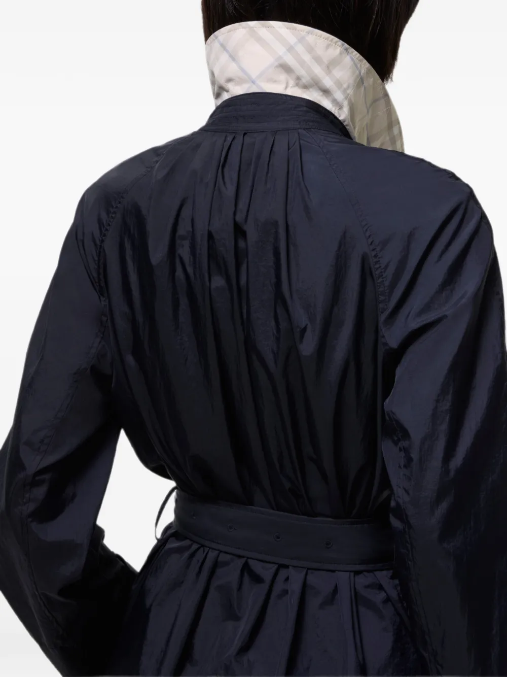 Burberry Tickhill lange nylon jas met ceintuur Blauw