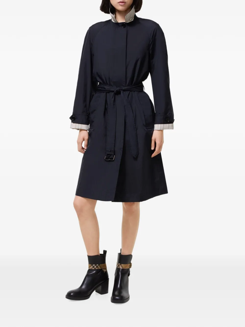 Burberry Tickhill lange nylon jas met ceintuur Blauw