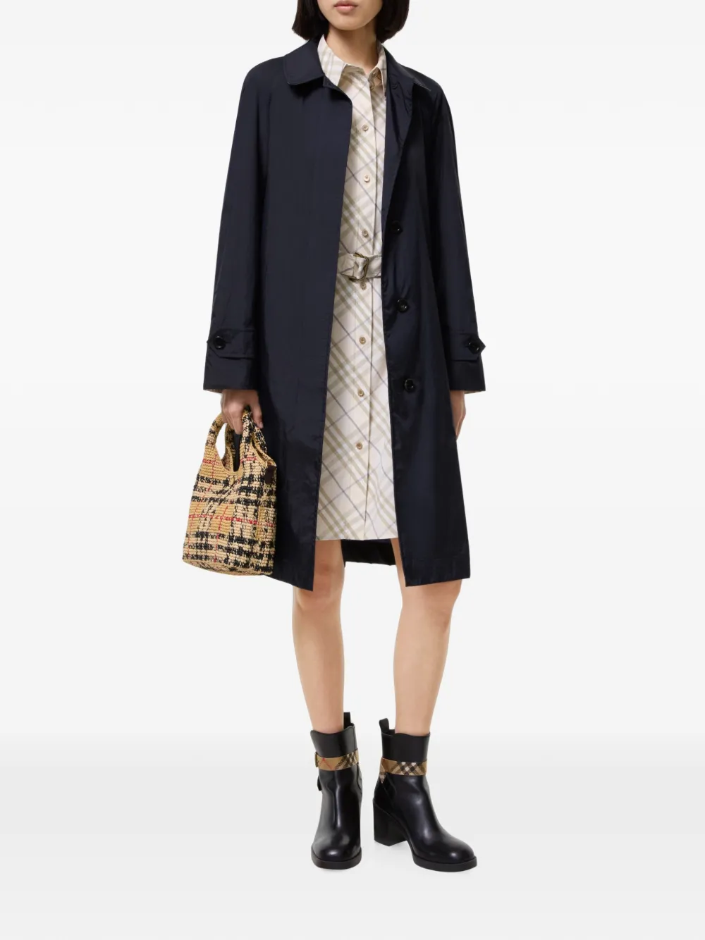 Burberry Tickhill lange nylon jas met ceintuur Blauw