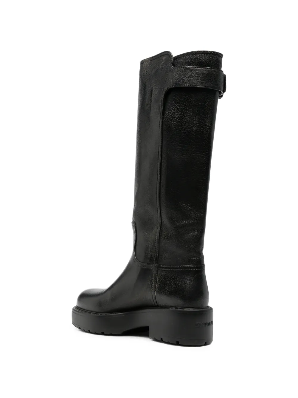 Miu buckle-detail logo-plaque boots Zwart