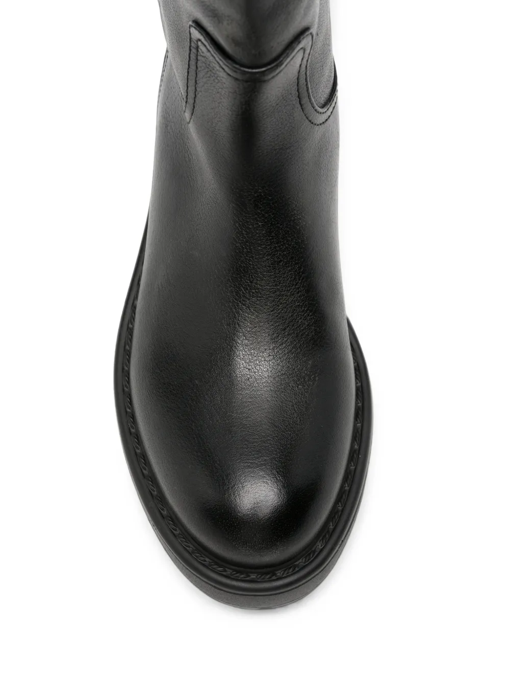 Miu buckle-detail logo-plaque boots Zwart