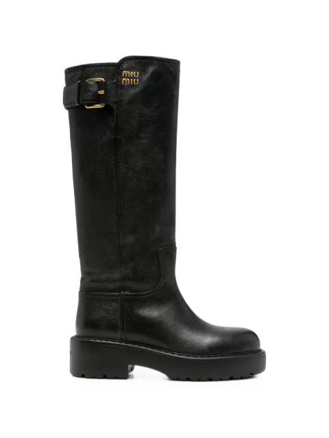 Miu Miu buckle-detail logo-plaque boots