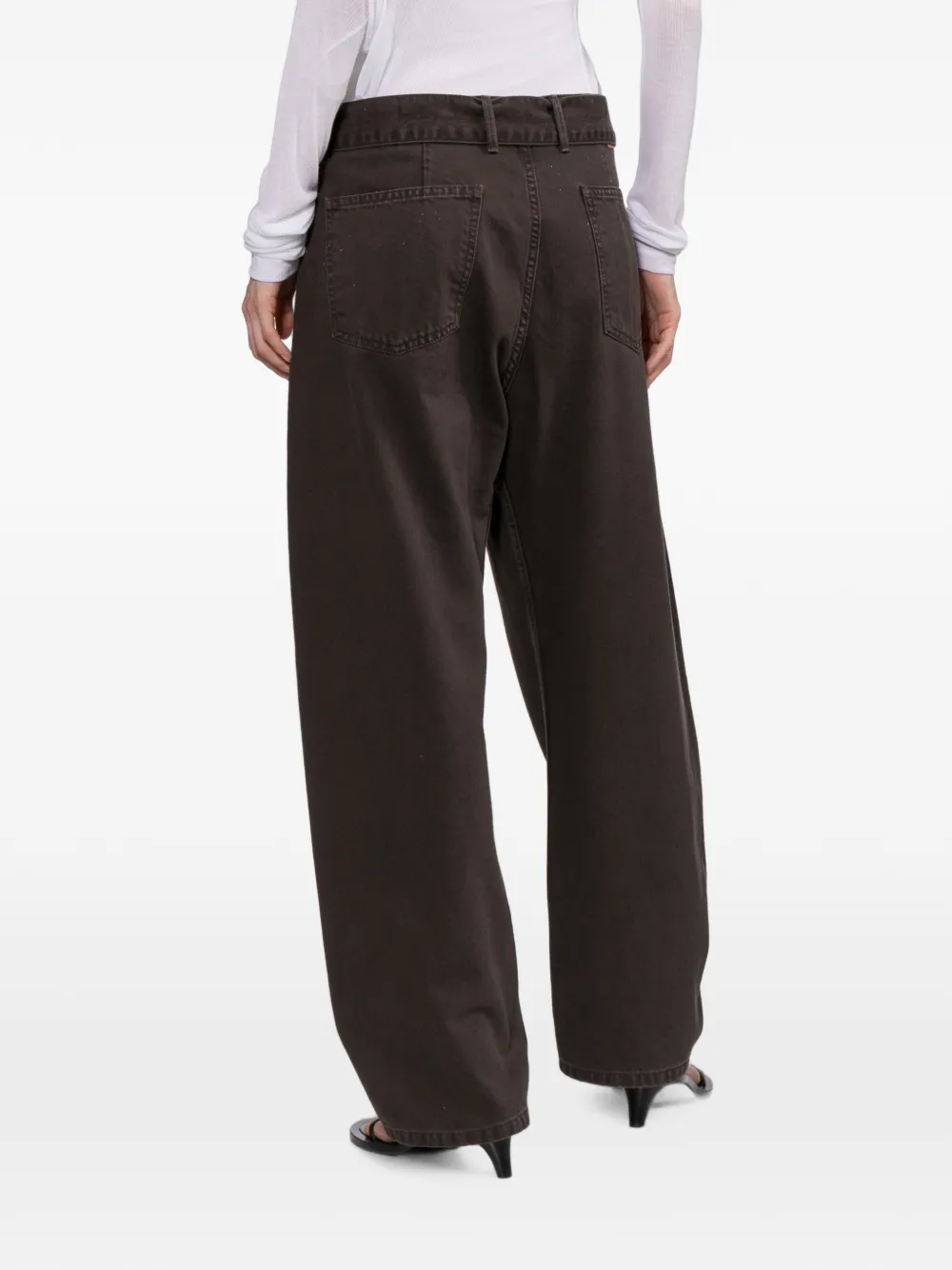 Magda Butrym Denim low-waist broek met ceintuur Bruin