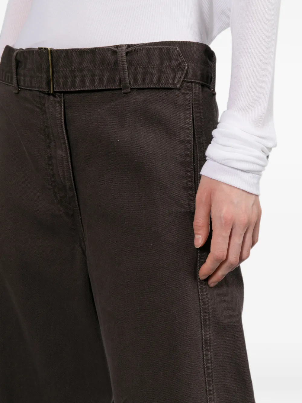 Magda Butrym Denim low-waist broek met ceintuur Bruin