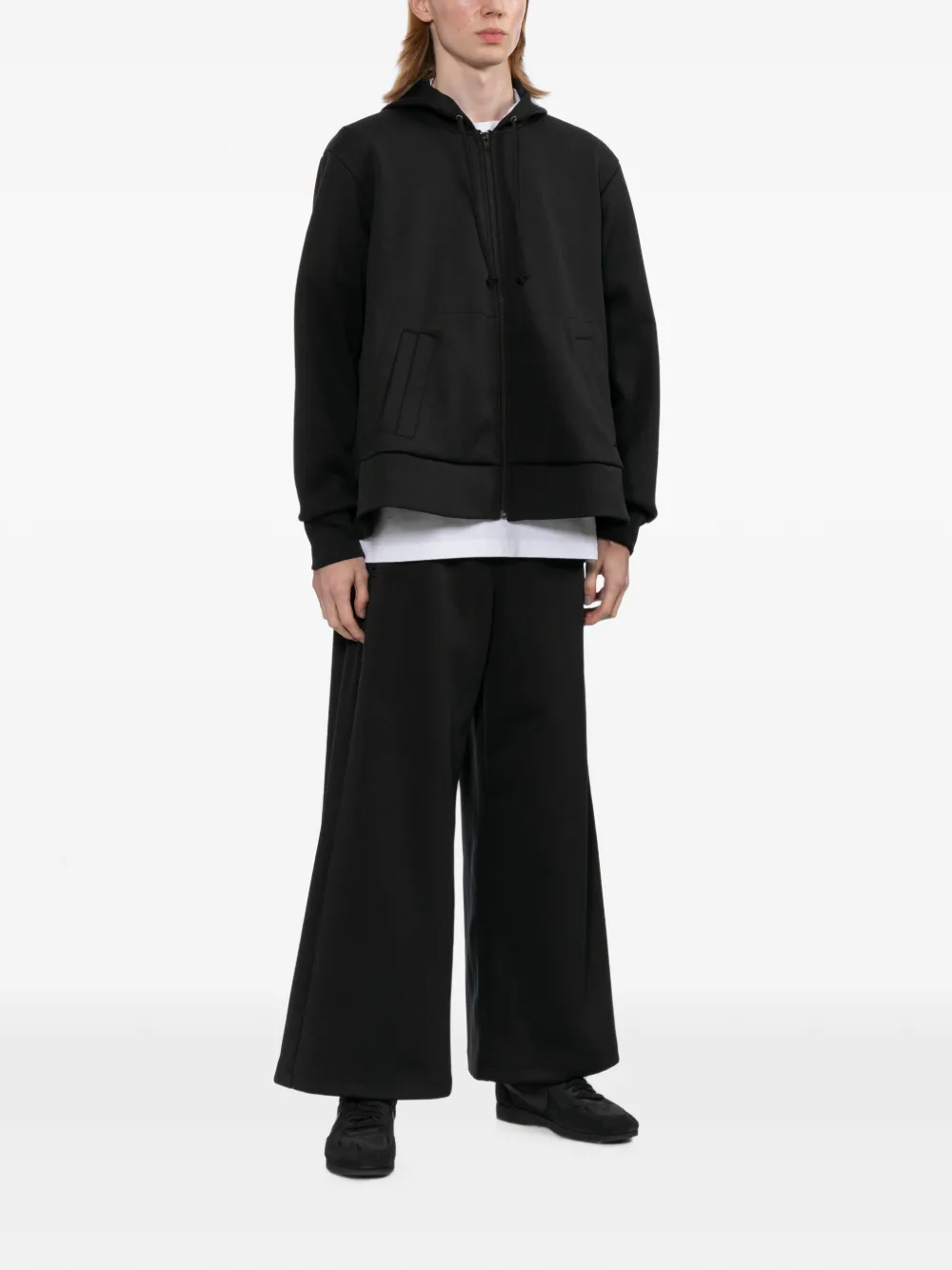 Black Comme Des Garçons wide-leg track pants Zwart