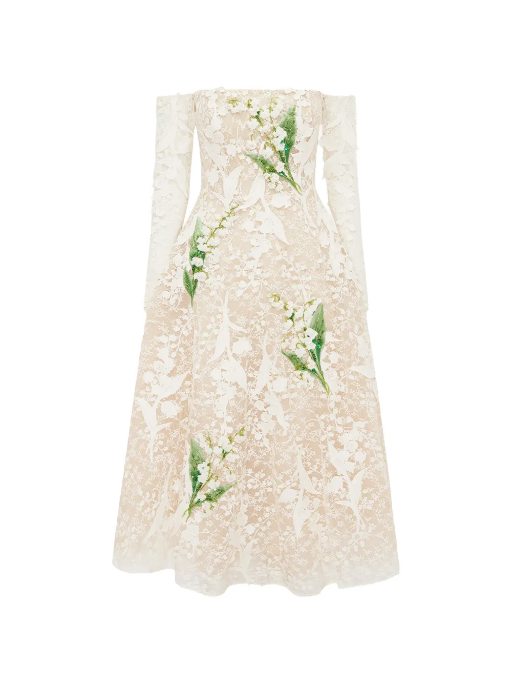 Leo Lin Abito midi con strato in pizzo - Bianco