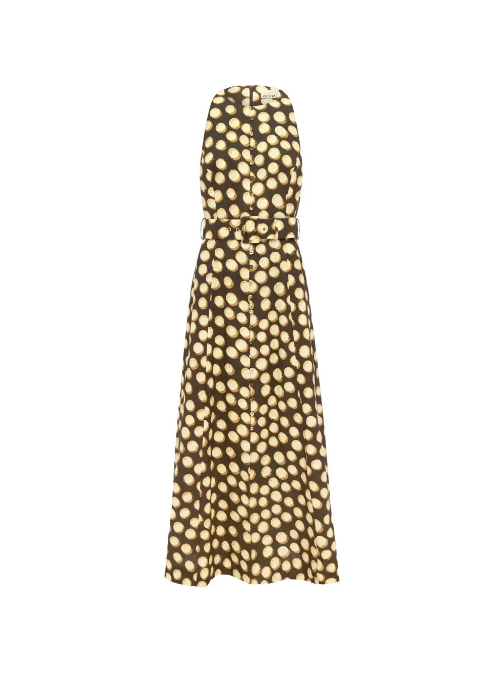 ALEMAIS Paula belted polka-dot midi dress - Marrone