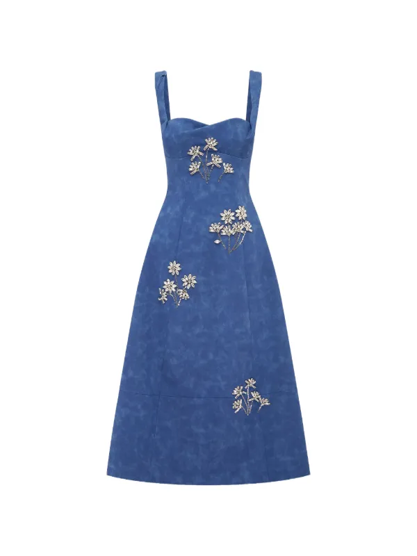 Leo Lin Beatrice Crystal-embellished Midi Dress in Blue