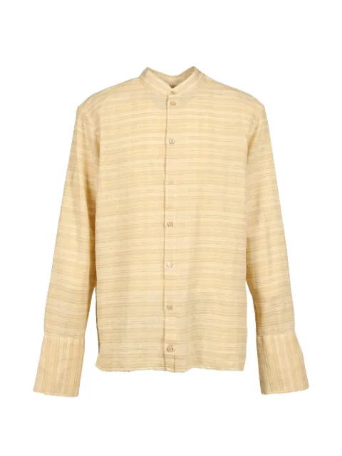 424 striped band-collar shirt