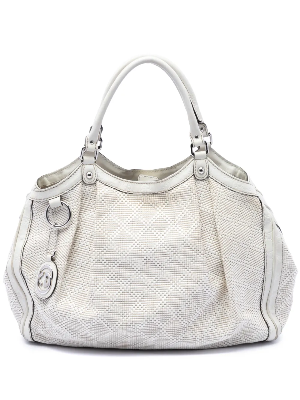 Gucci Pre-Owned 2016-2026 Large Diamante Raffia Sukey tote bag - Bianco