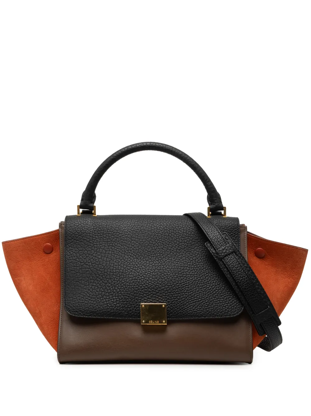 Celine Pre-Owned 2015 Small Tricolor Leather Trapeze satchel - Marrone