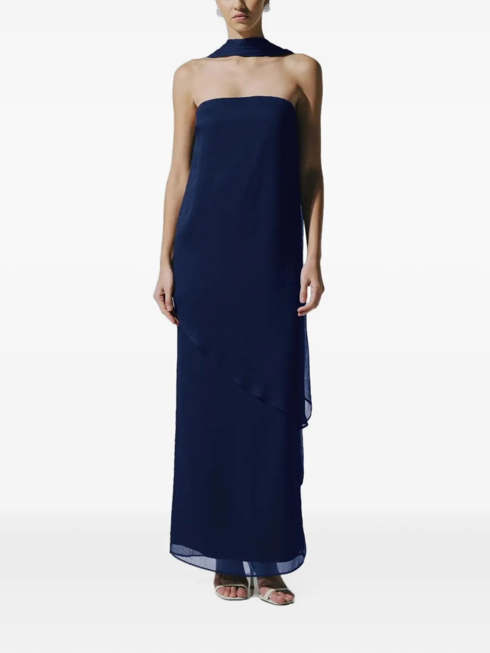 Baobab Schulterfreies El Maxikleid im Layering-Look - Blau