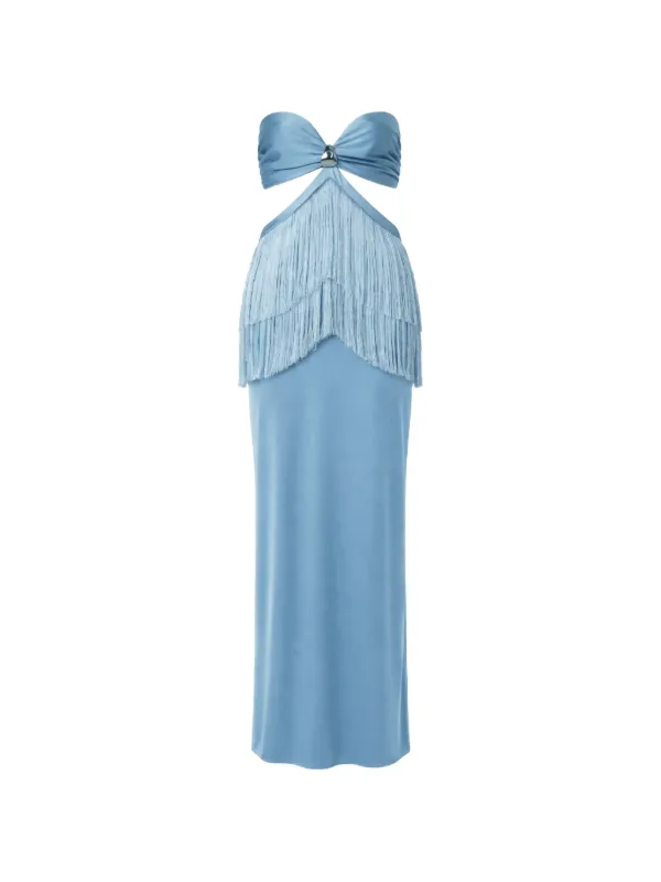 Baobab Dua Fringed Cutout Maxi Dress | Blue
