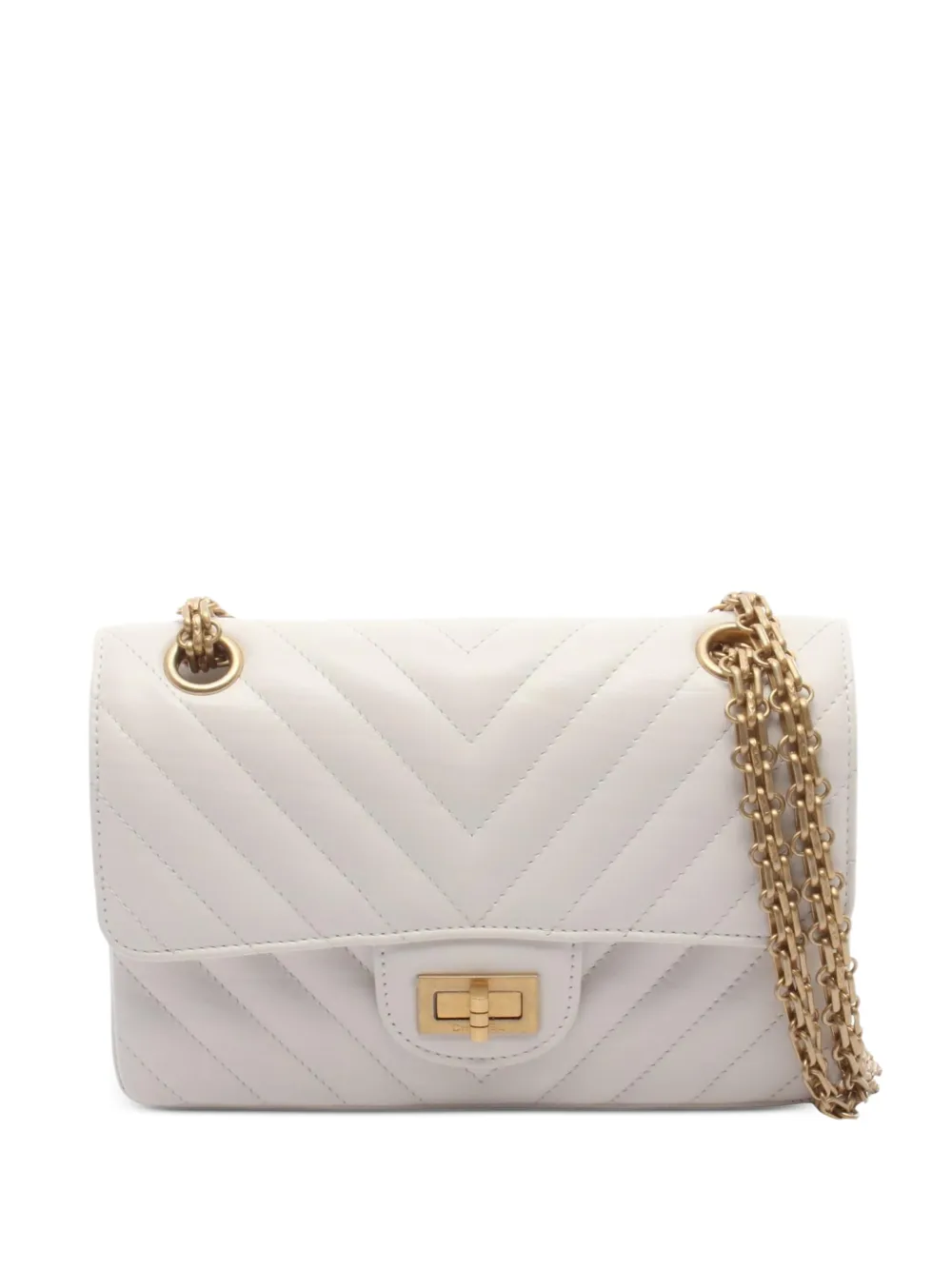 CHANEL Pre-Owned 2010s 2.55 Chevron V-stitch shoulder bag - White