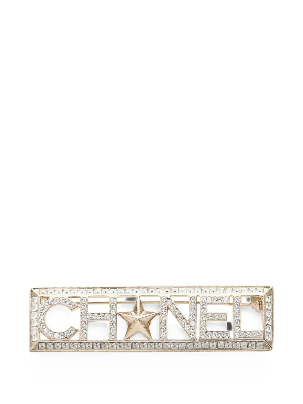 CHANEL Pre-Owned 2017 rhinestone logo brooch - Oro