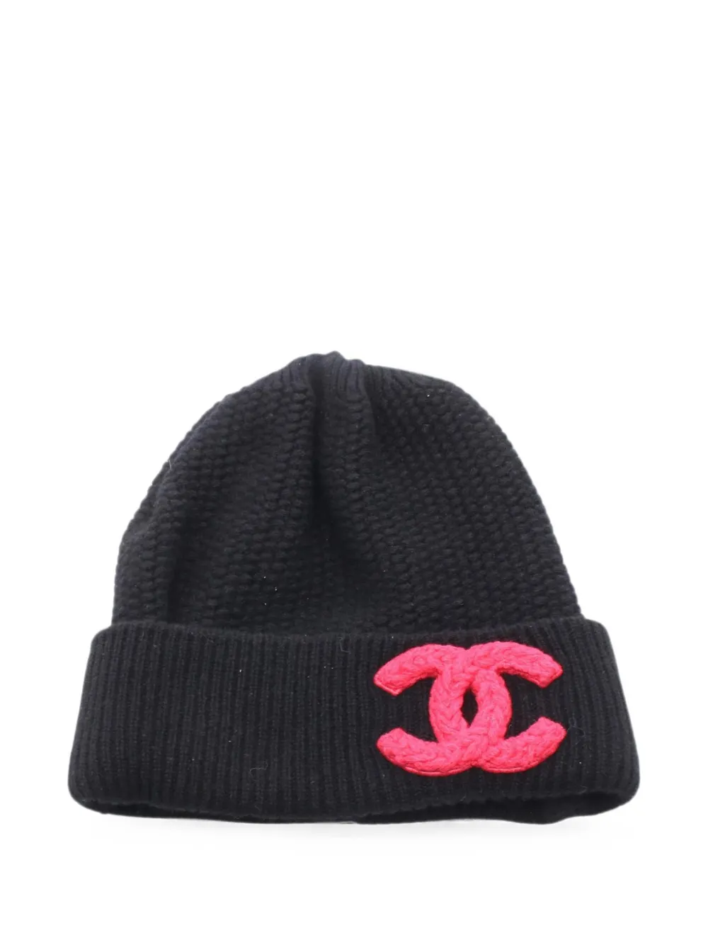 CHANEL Pre-Owned 1986-1988 logo-detail beanie hat - Nero