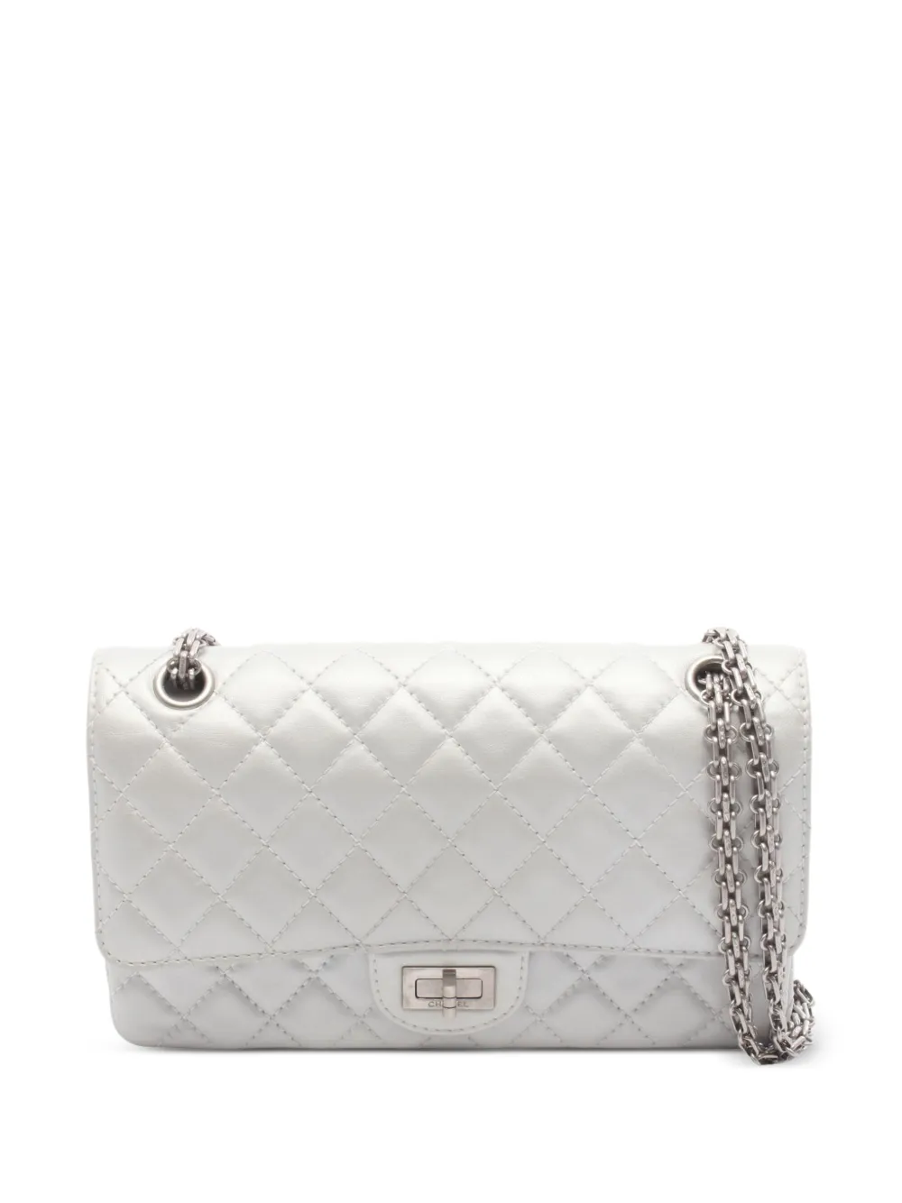 CHANEL Pre-Owned 2020-2021 2.55 Mademoiselle diamond-quilted shoulder bag - Argento