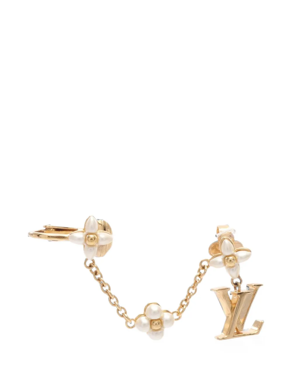 Louis Vuitton Pre-Owned 2023 LV Floragram pearl ear cuff - Oro