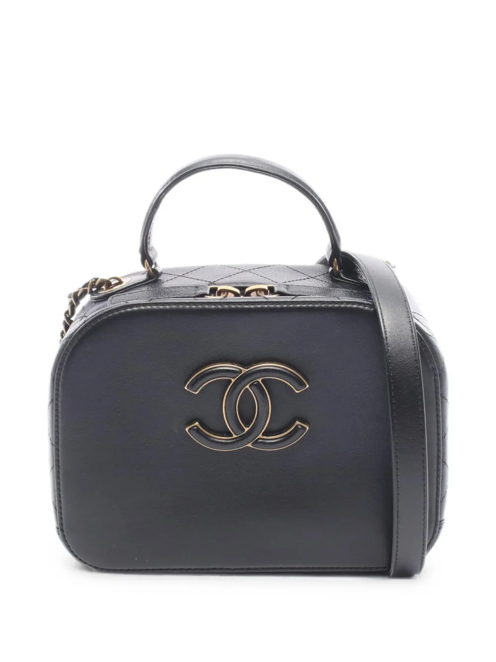 CHANEL Pre-Owned 2017-2018 Matelassé leather tote bag - Black