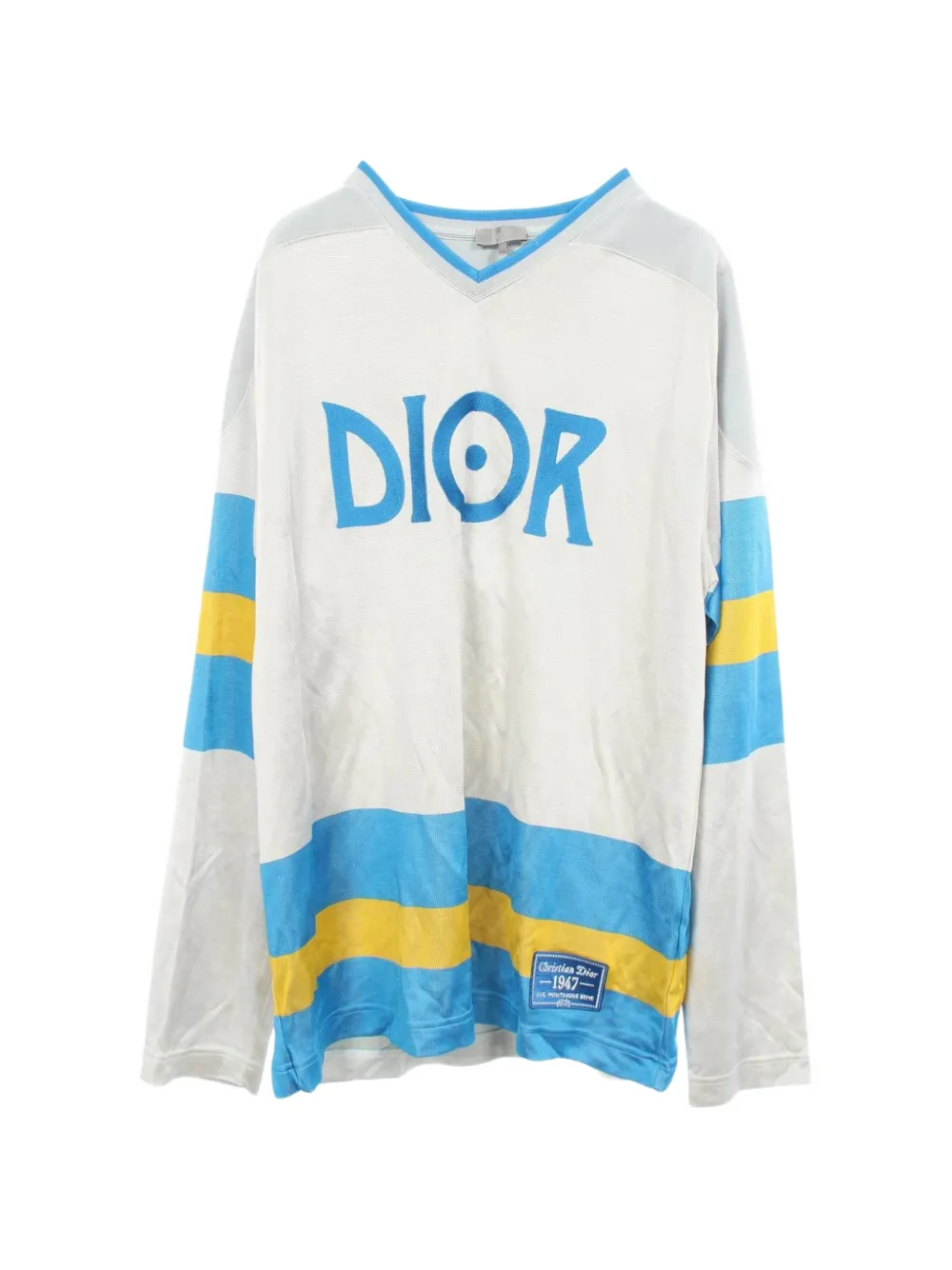 Christian Dior Pre-Owned 2010s logo-detail stripe-print long-sleeve T-shirt - Grigio