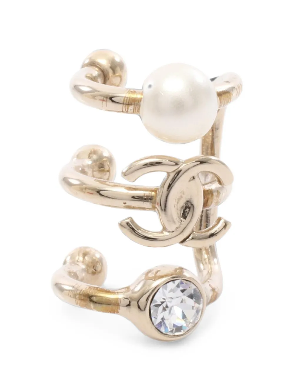 CHANEL Pre-Owned 2022 CC faux-pearl embellished ear cuff - Oro