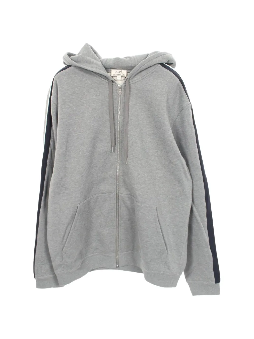 Hermès Pre-Owned 2010s side-stripe zip-up hoodie - Grigio