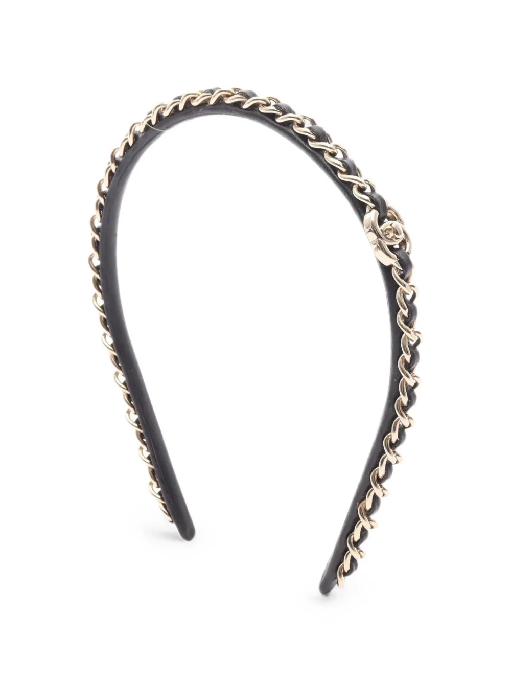 CHANEL Pre-Owned 1986-1988 Coco Mark chain headband - Black